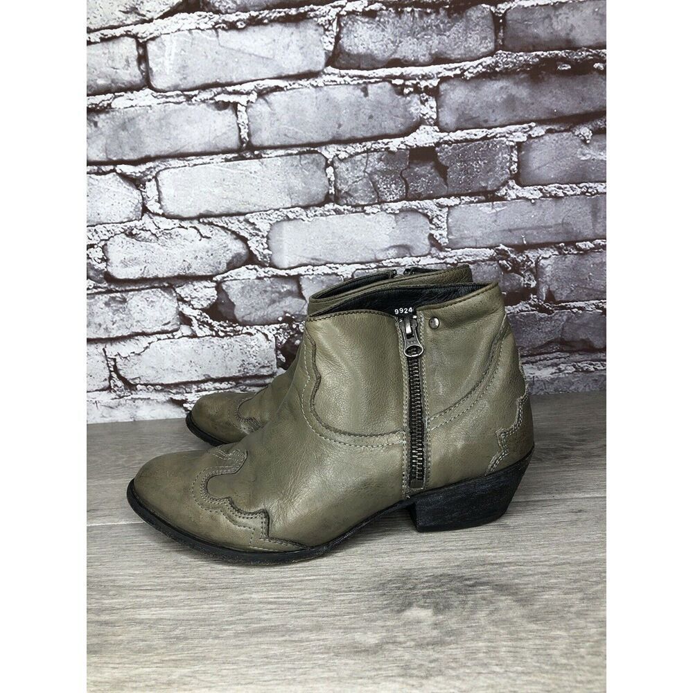 Baske California Green Western Zip Pointed Toe Heel Boots Women Sz 7.5M US/38EU